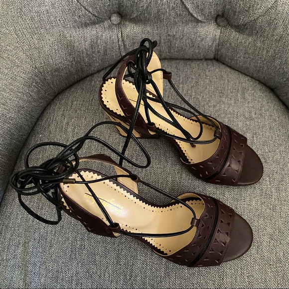•Anthropologie Caley tie semi wedge sandal• Size 9 - Picture 9 of 10